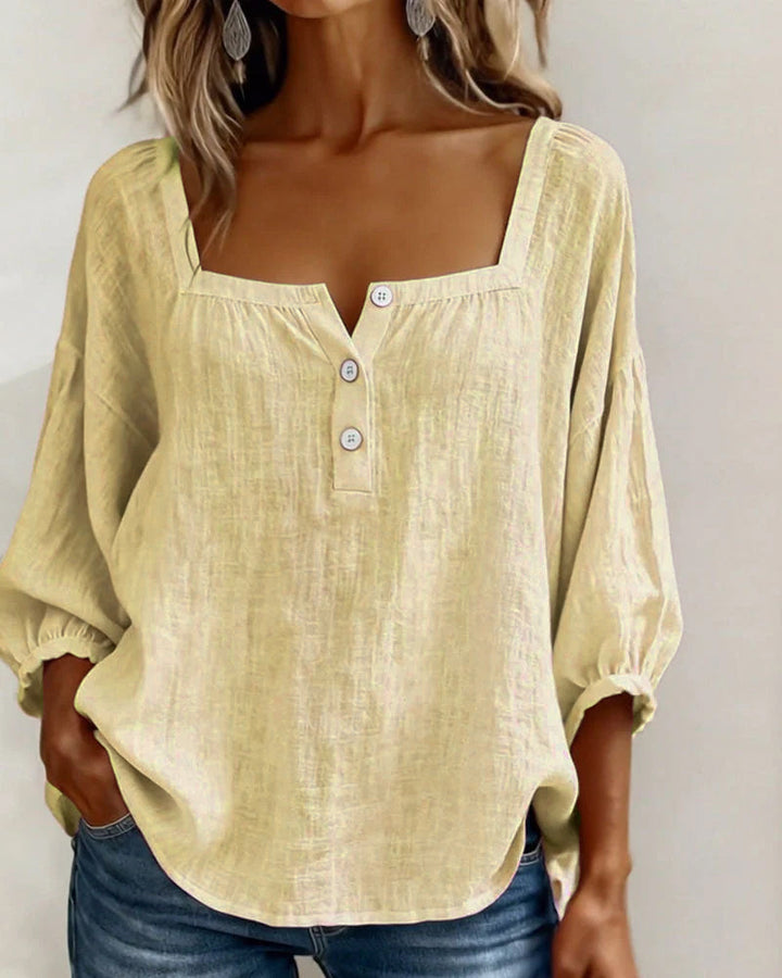 Valentina – Blusa cuello cuadrado manga larga