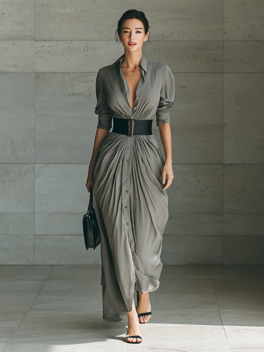 Isabel – Vestido largo elegante plisado
