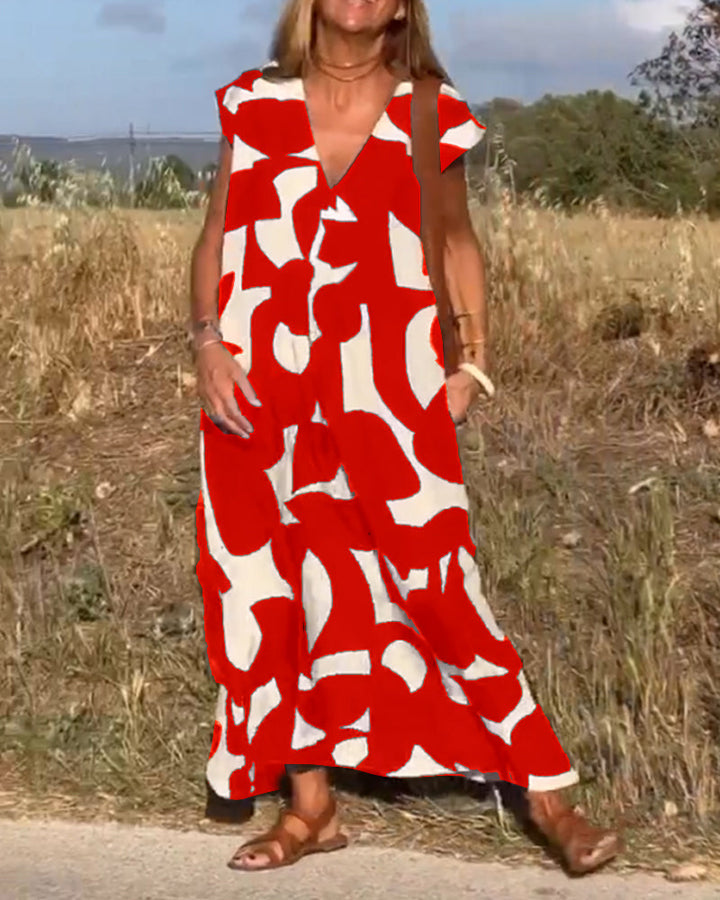 Paula – Vestido elegante con estampado y cuello en V
