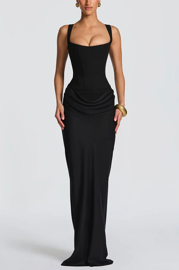 Leonor – Vestido maxi elegante de escote cuadrado
