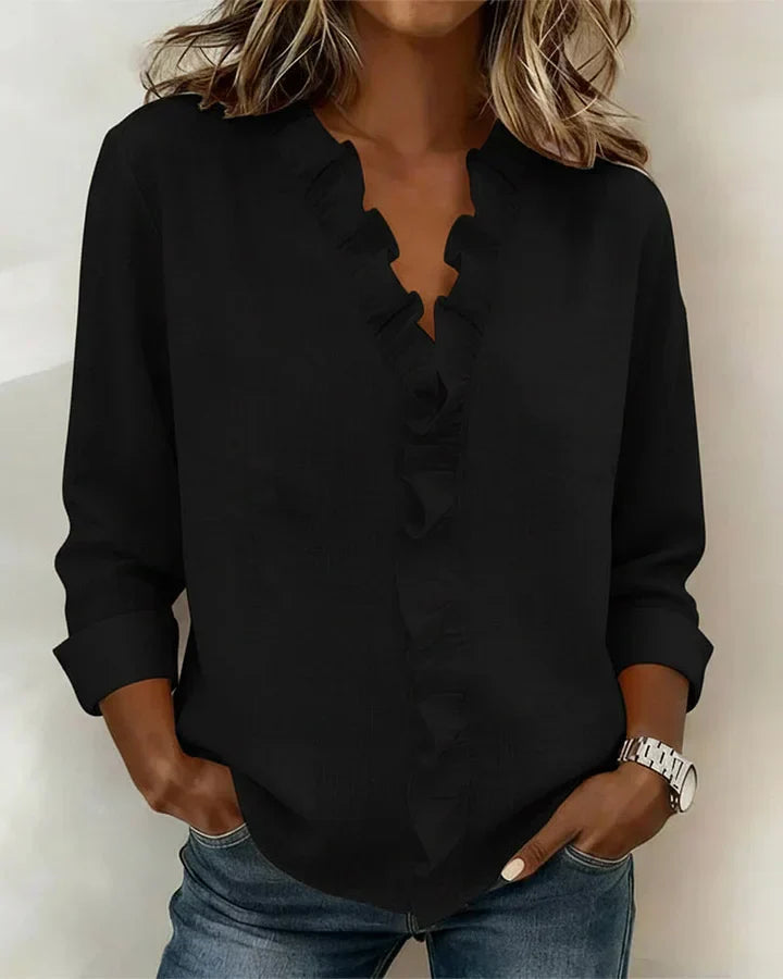 Susana – Blusa de volantes con escote en V