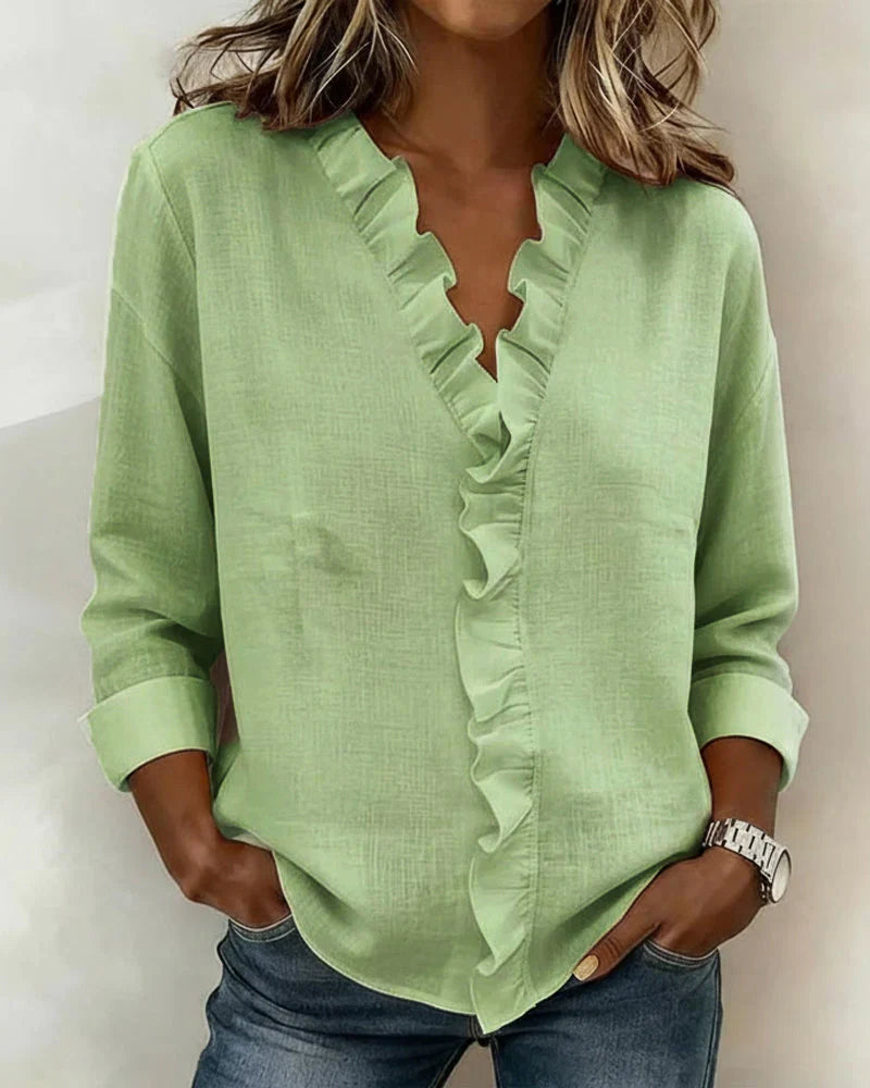 Susana – Blusa de volantes con escote en V