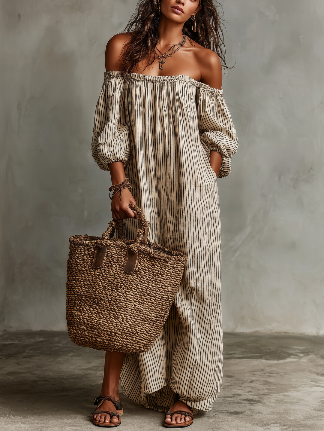 Carmen – Vestido largo elegante con hombros descubiertos