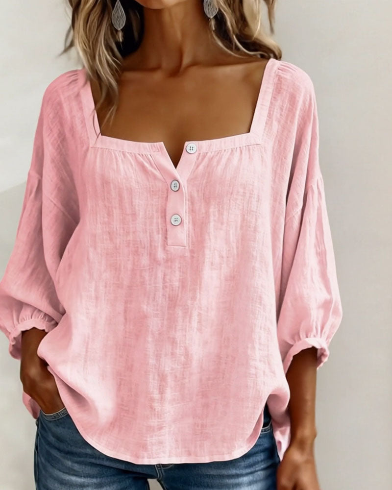 Valentina – Blusa cuello cuadrado manga larga