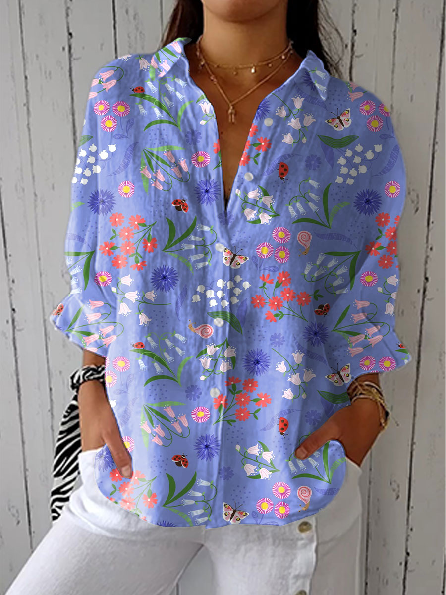 Inés – Blusa floral escote en V