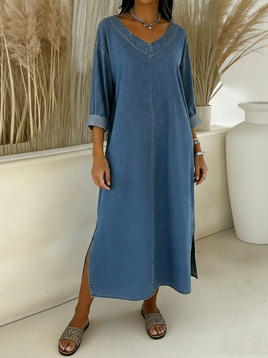 Valeria – Vestido fluido con escote en V elegante