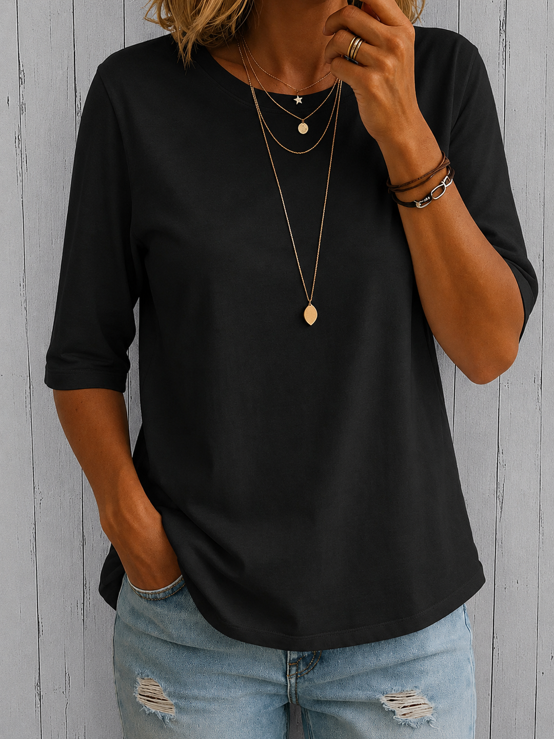Marta – Camiseta básica manga corta cuello redondo