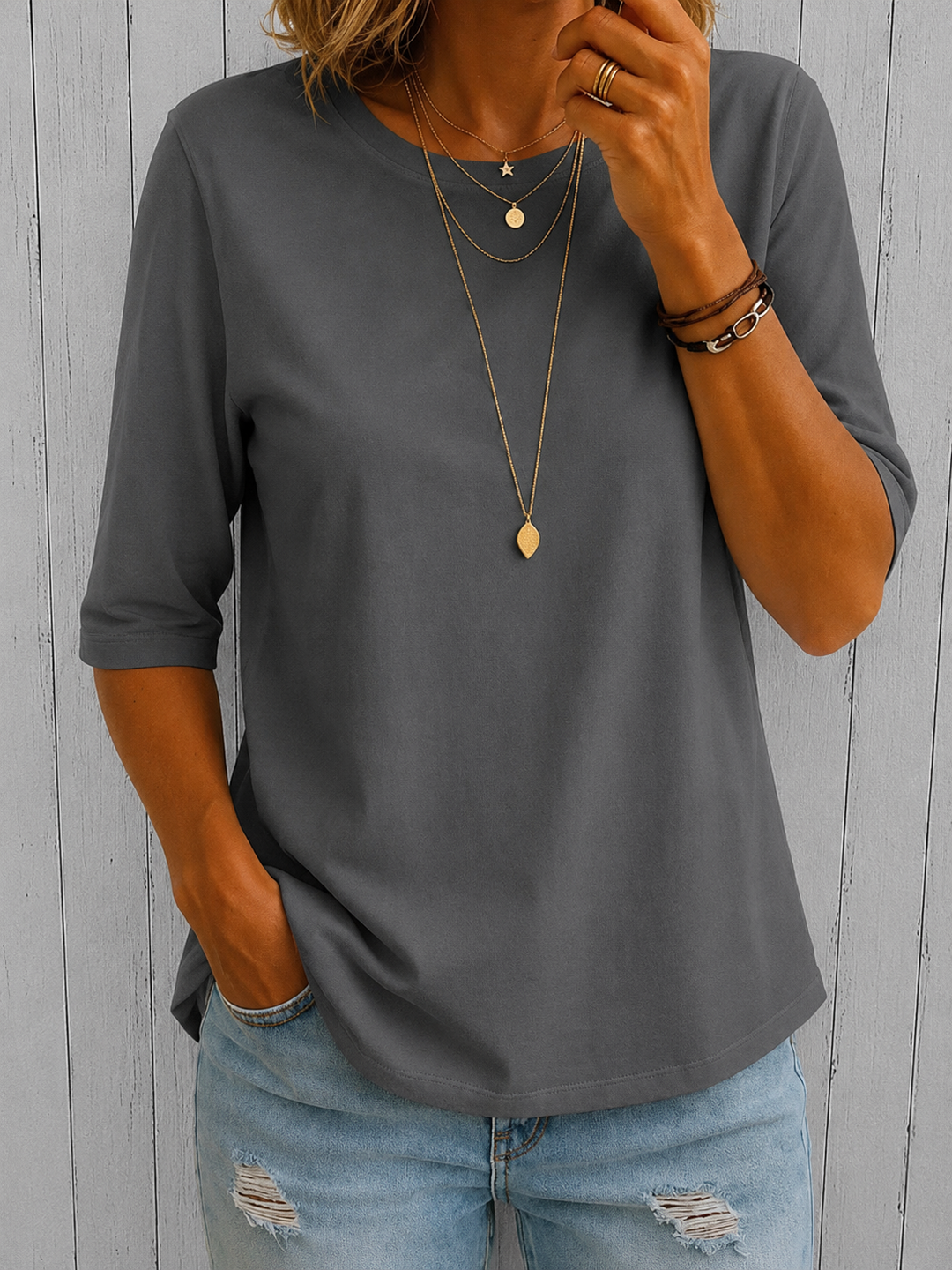 Marta – Camiseta básica manga corta cuello redondo
