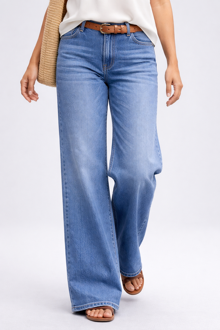 Clara – Vaqueros vintage de cintura alta y pierna ancha elegantes