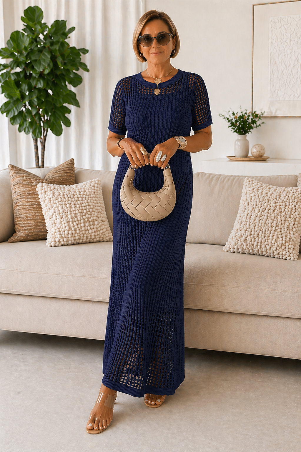 Valentina – Vestido maxi elegante de tejido calado (Incluye vestido interior)