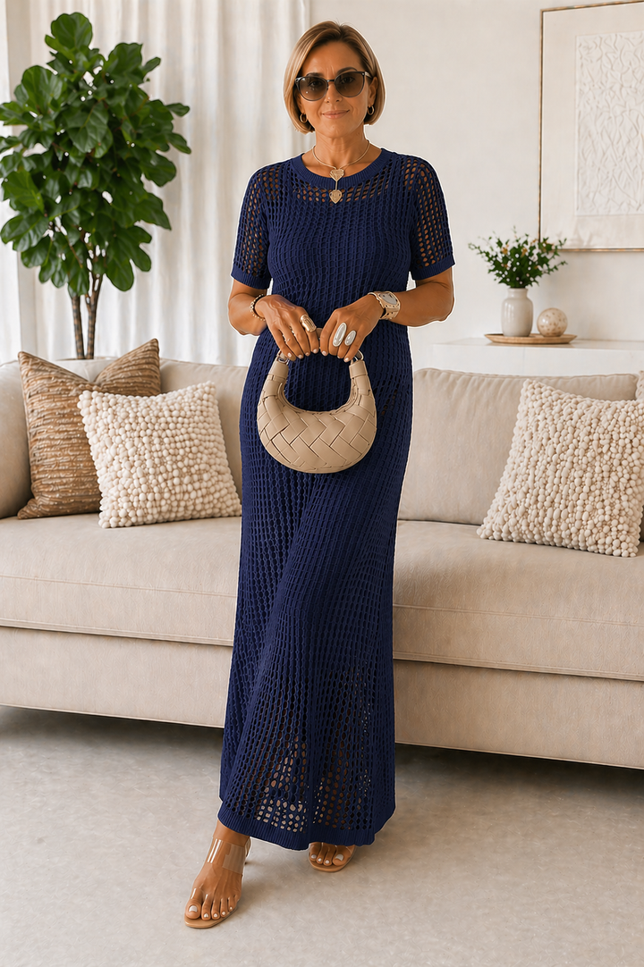 Valentina – Vestido maxi elegante de tejido calado (Incluye vestido interior)