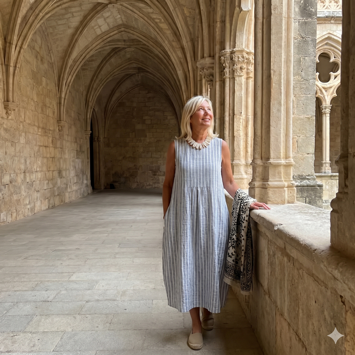Carmen – Vestido midi marinero rayas finas