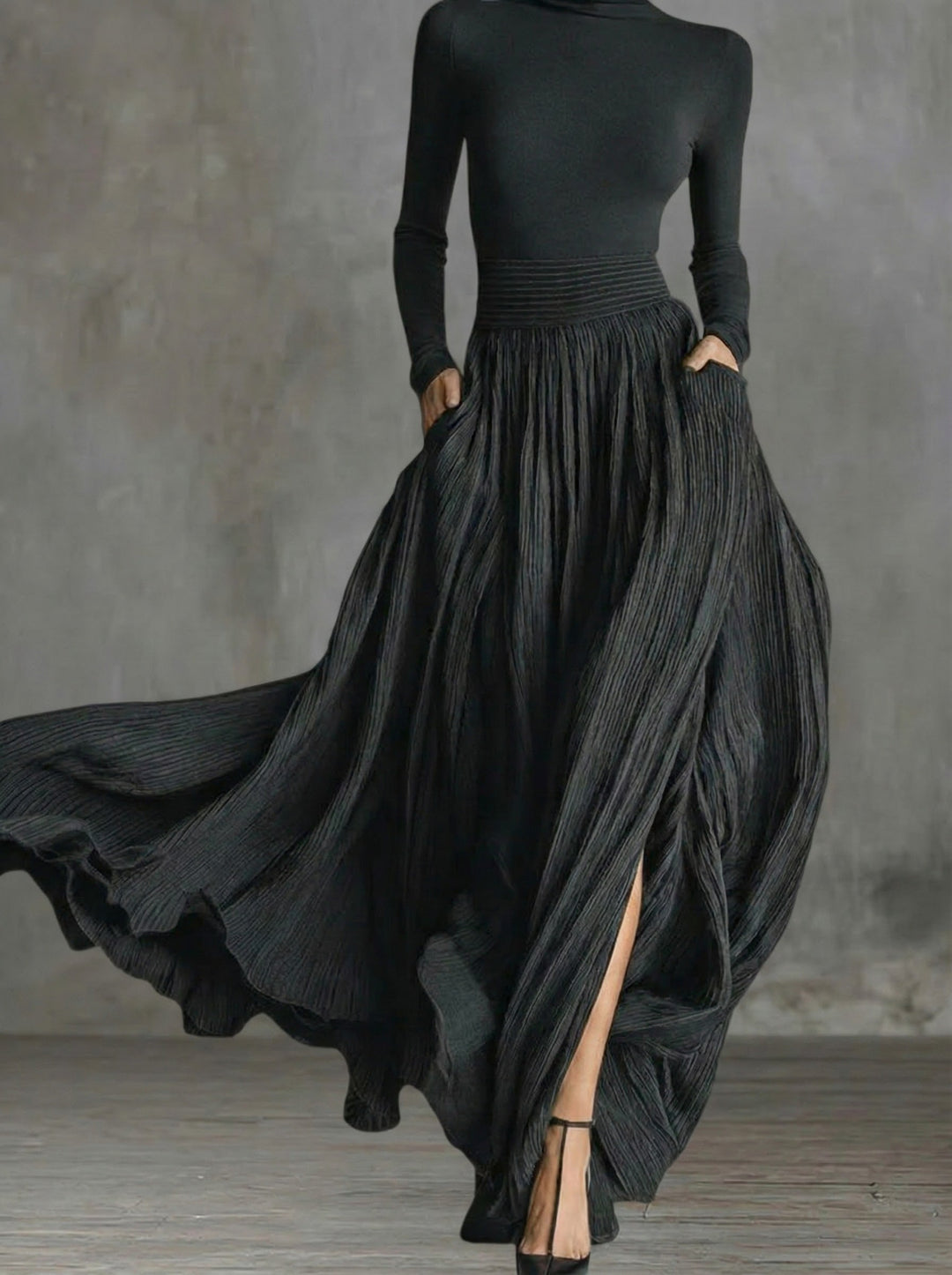 Raquel – Vestido maxi elegante de cintura alta