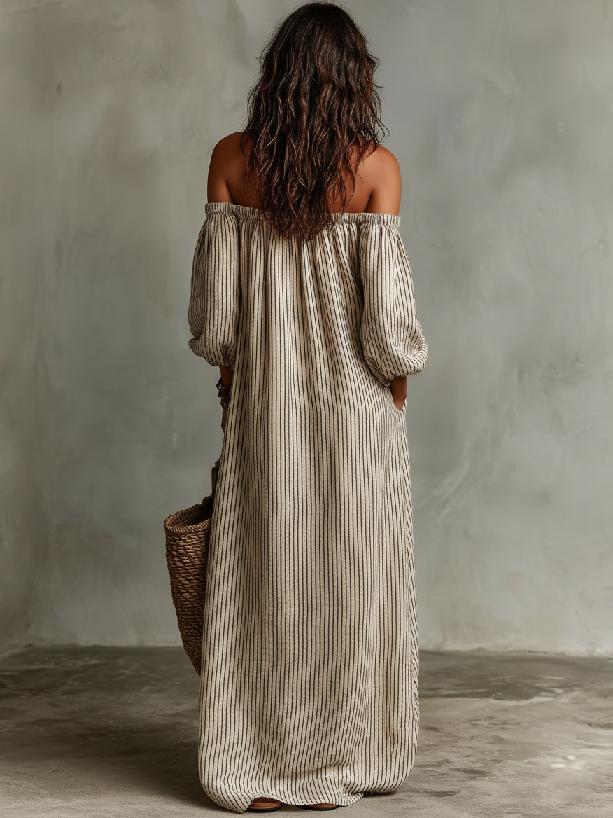 Carmen – Vestido largo elegante con hombros descubiertos