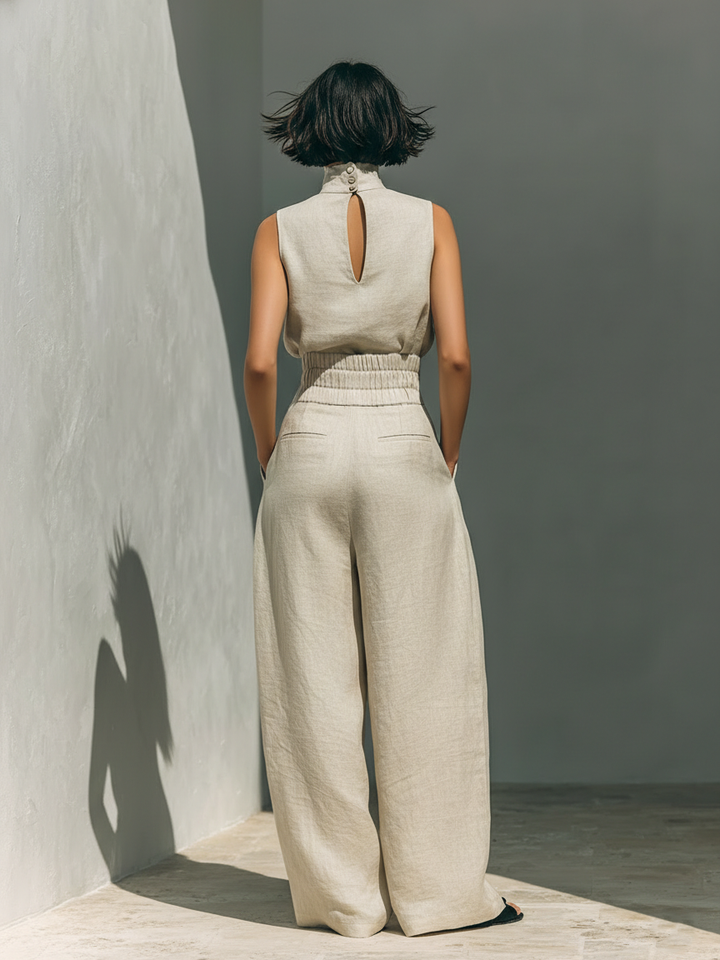 María – Conjunto elegante de tirantes y pantalones anchos suaves