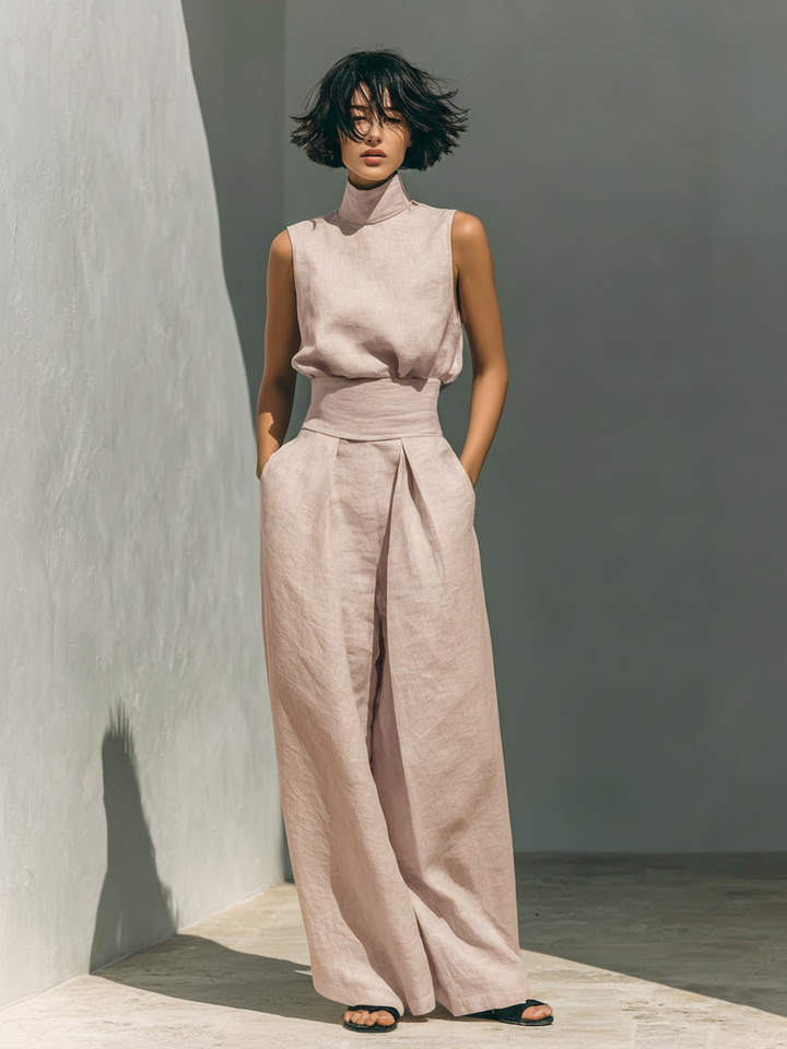 María – Conjunto elegante de tirantes y pantalones anchos suaves
