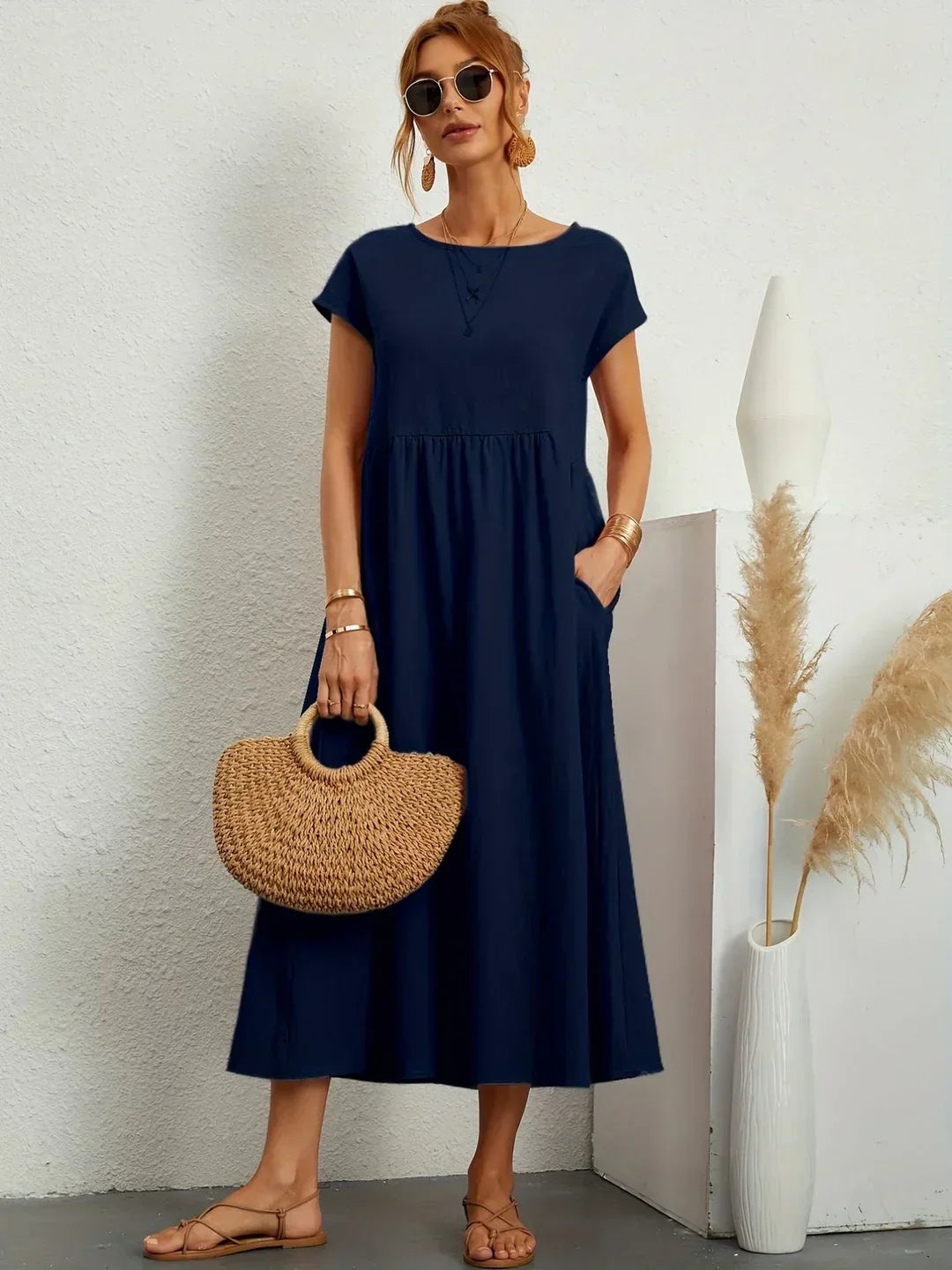Ana – Vestido midi fluido con silueta suelta