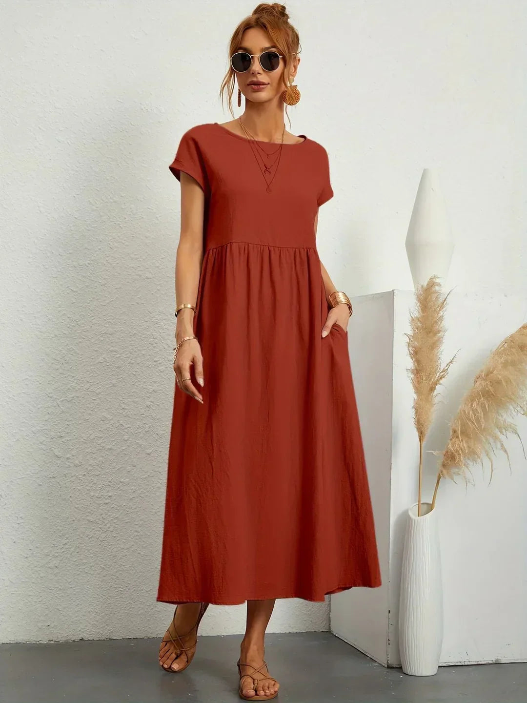 Ana – Vestido midi fluido con silueta suelta