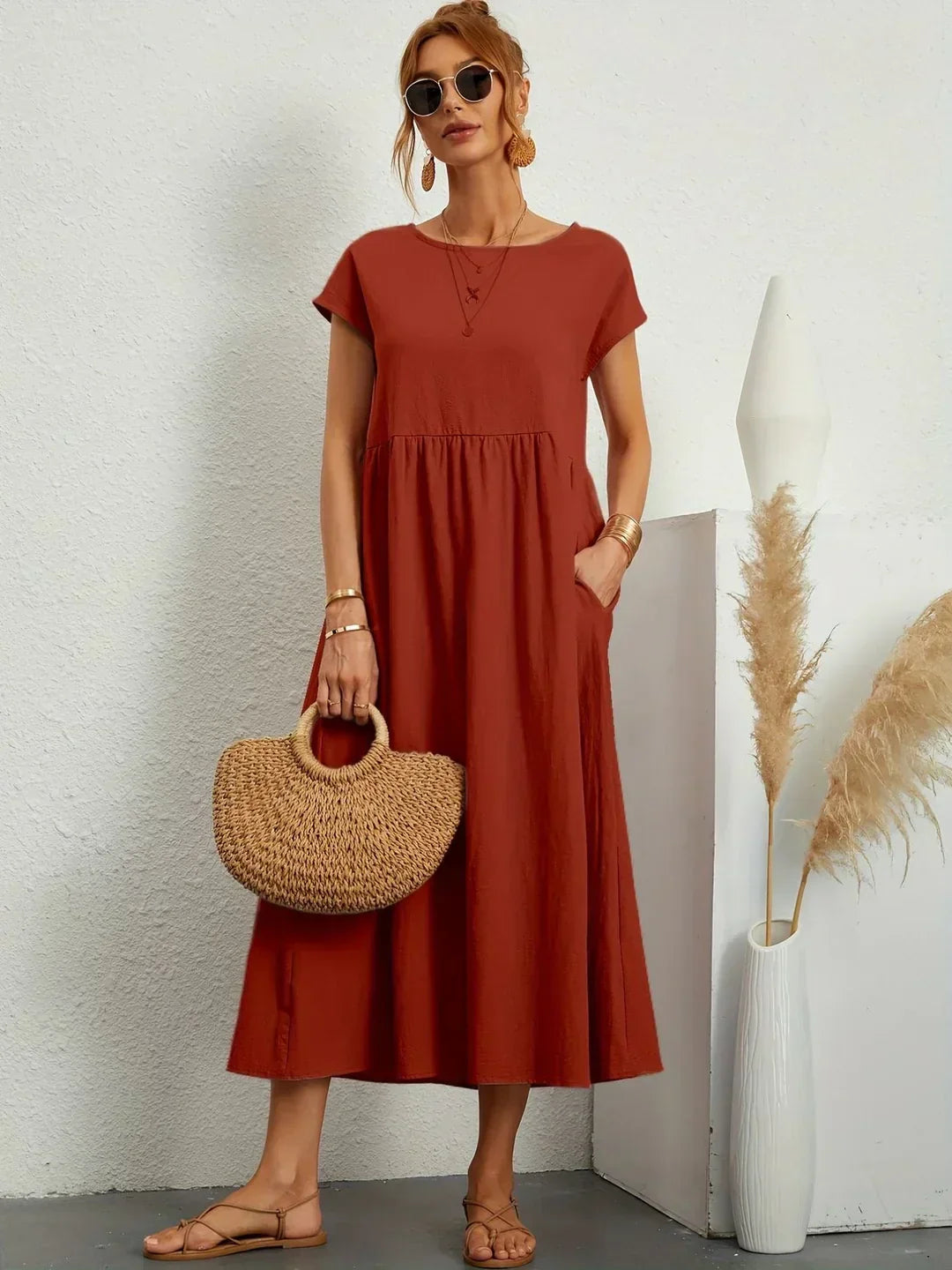 Ana – Vestido midi fluido con silueta suelta