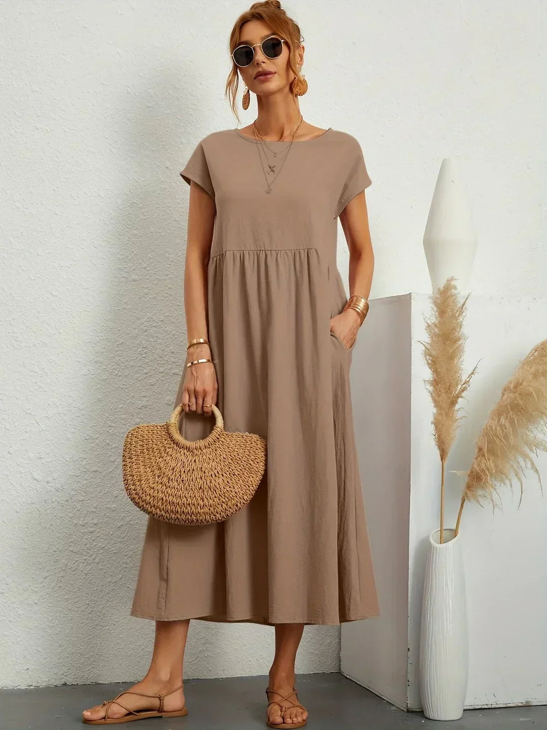 Ana – Vestido midi fluido con silueta suelta