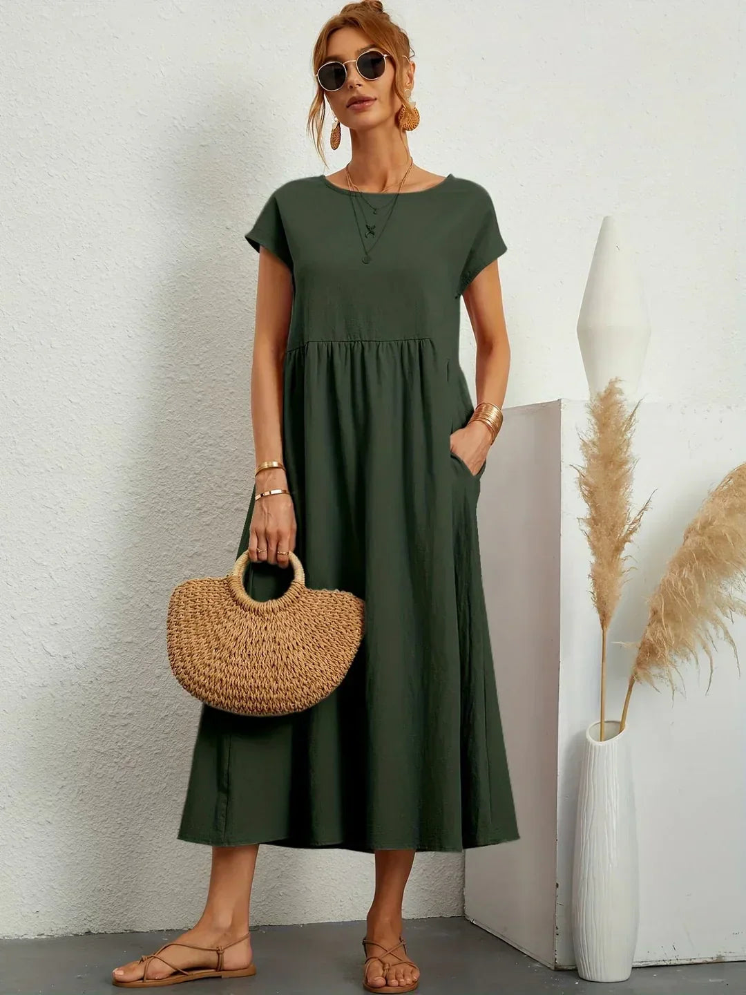 Ana – Vestido midi fluido con silueta suelta