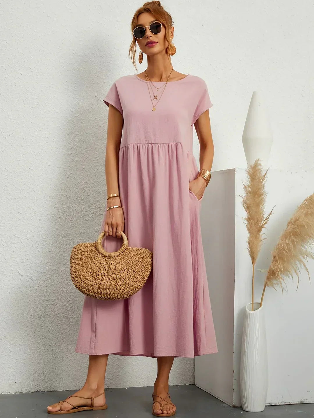 Ana – Vestido midi fluido con silueta suelta