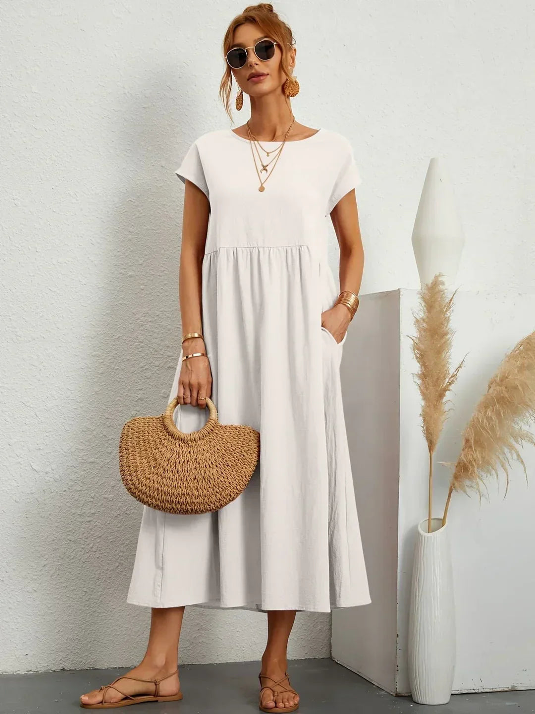 Ana – Vestido midi fluido con silueta suelta