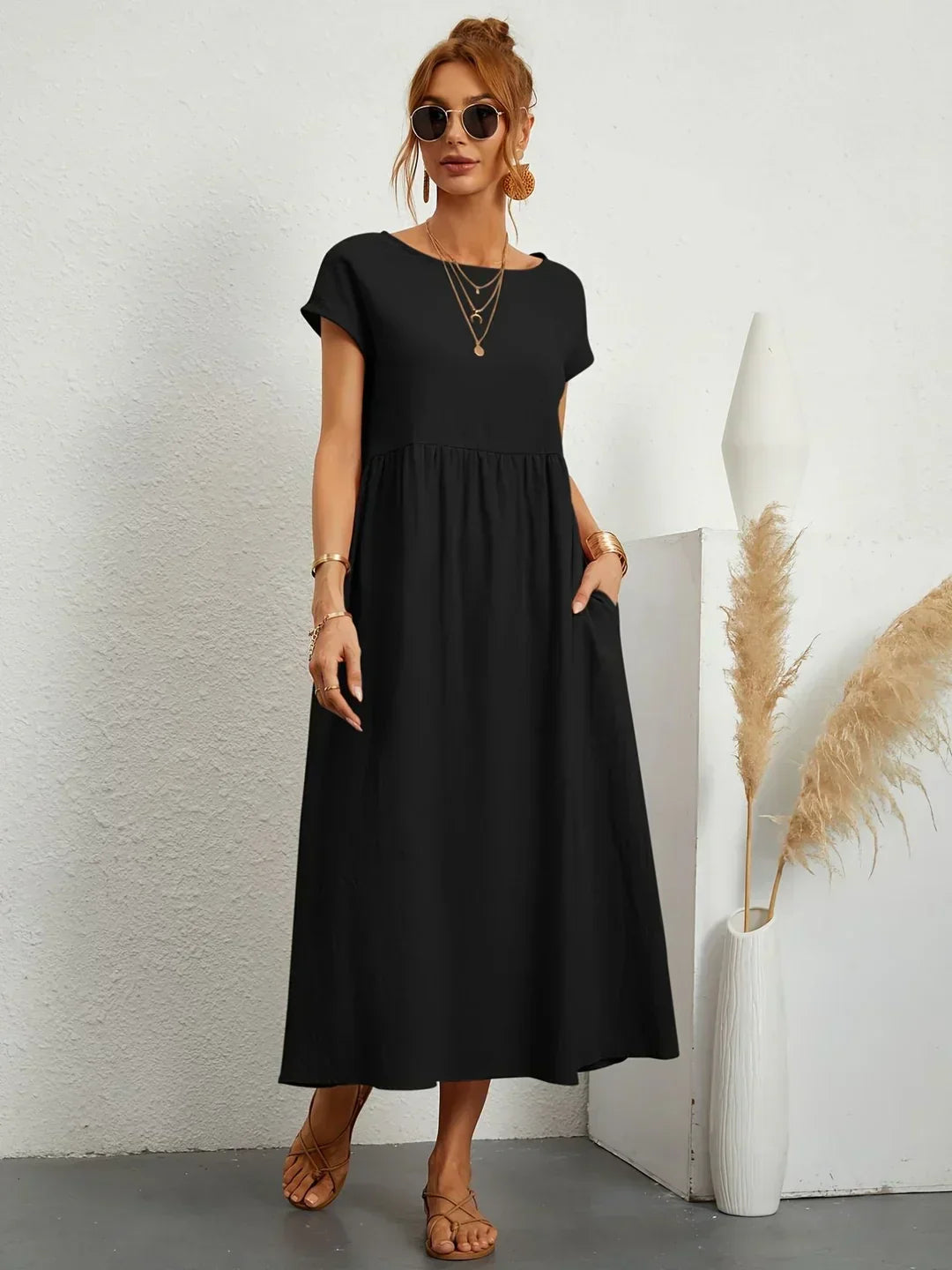 Ana – Vestido midi fluido con silueta suelta