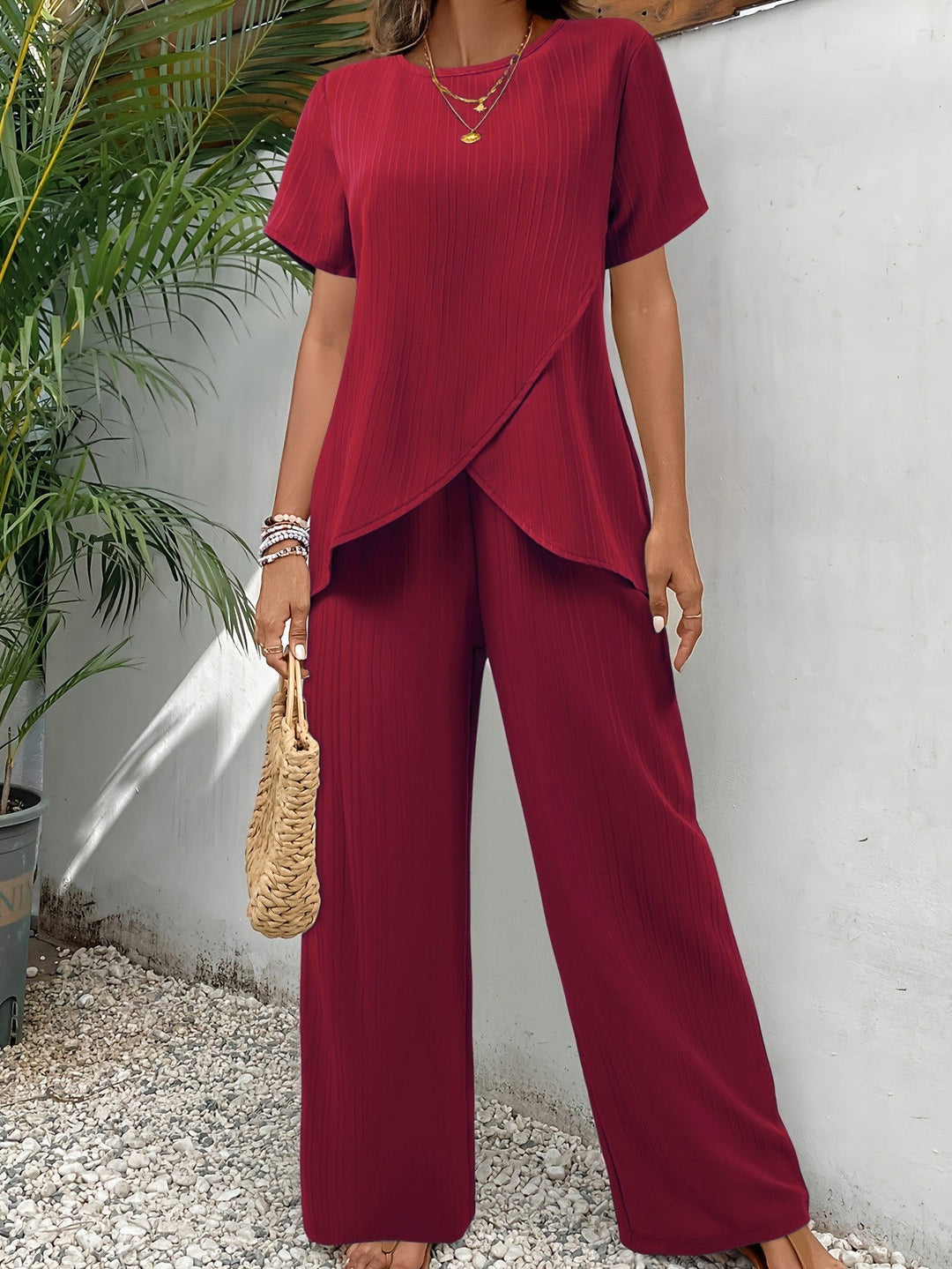 Patricia – Conjunto palazzo de top cruzado