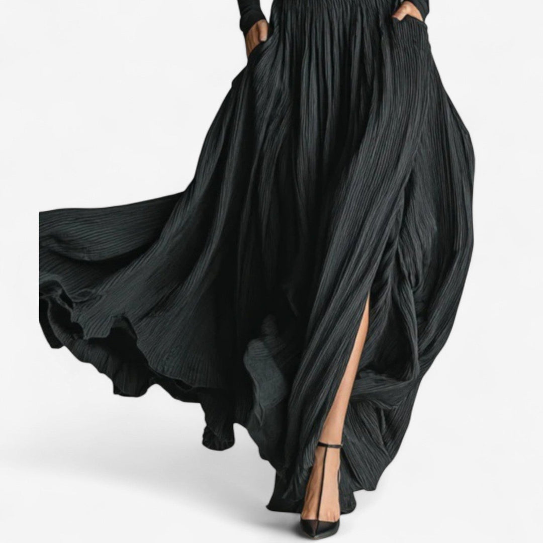 Raquel – Vestido maxi elegante de cintura alta