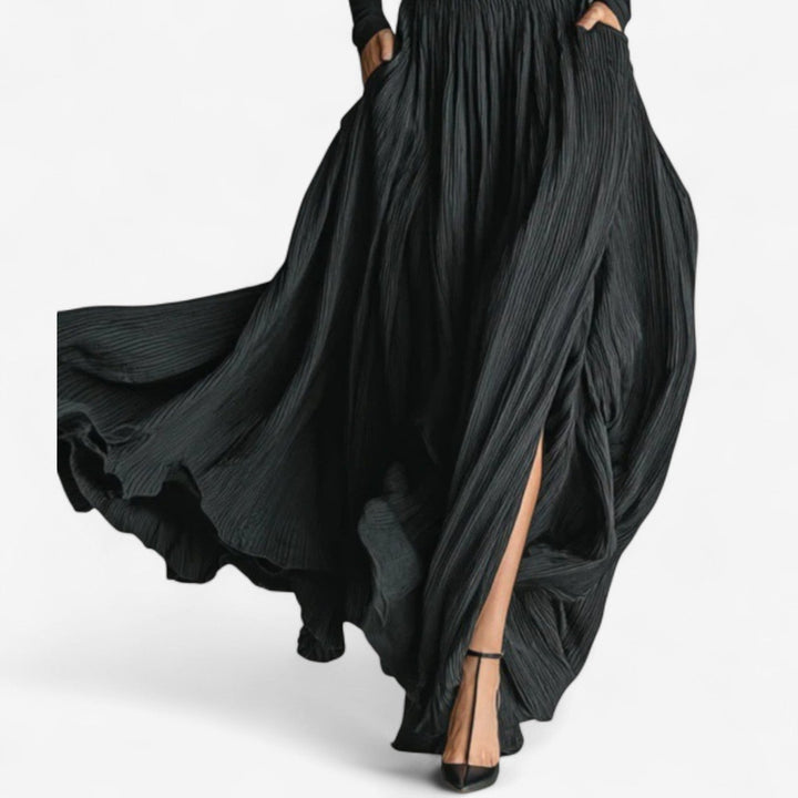 Raquel – Vestido maxi elegante de cintura alta