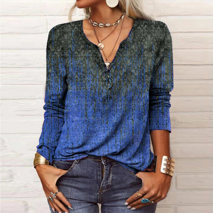 Elena – T-shirt de manga larga impresa elegante para otoño invierno