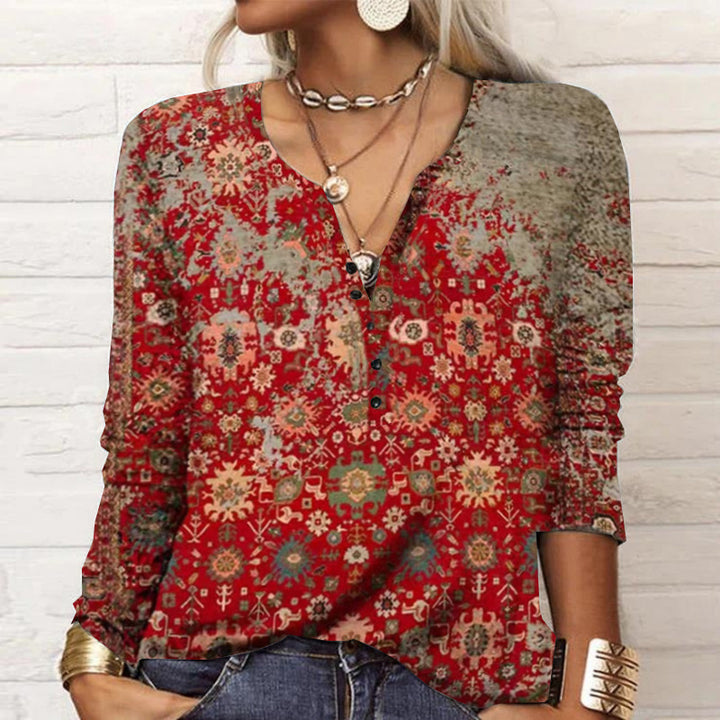 Elena – T-shirt de manga larga impresa elegante para otoño invierno