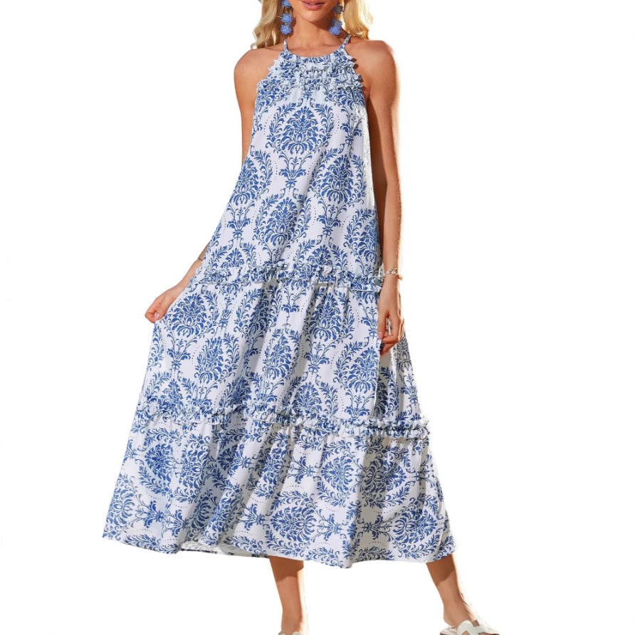 Natalia – Vestido largo bohemio elegante con cuello halter