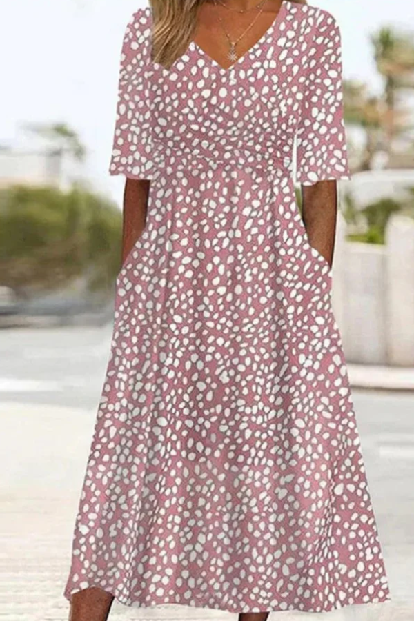 Carlota – Vestido midi drapeado escote en V