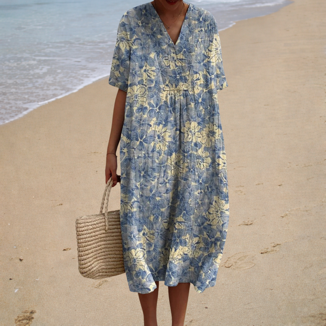 Marta – Vestido largo floral escote en V