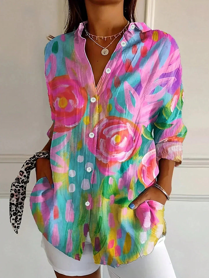 Sadie – Blusa estampada de colores vibrantes