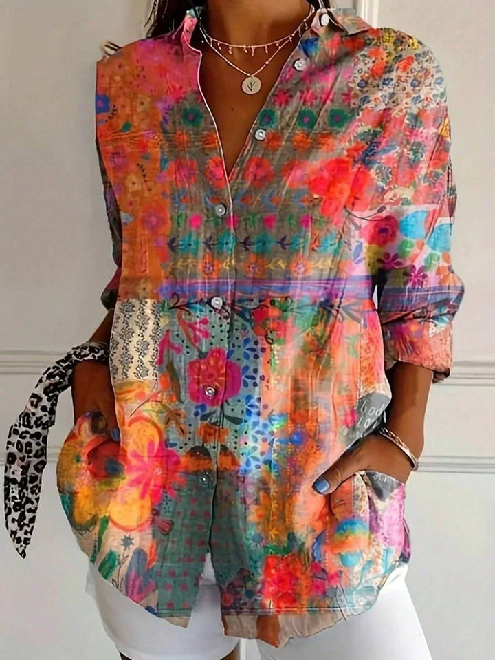 Sadie – Blusa estampada de colores vibrantes