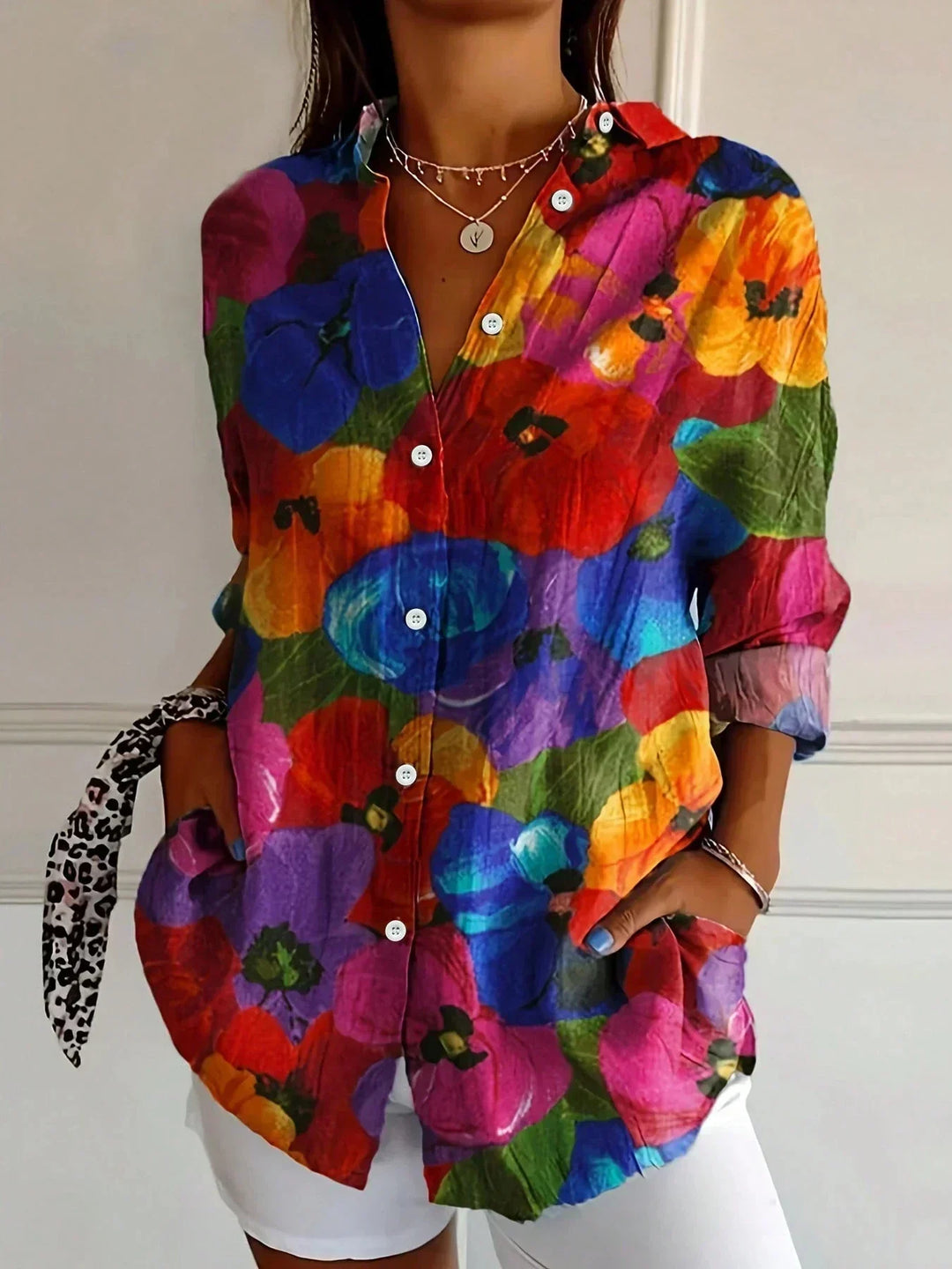 Sadie – Blusa estampada de colores vibrantes