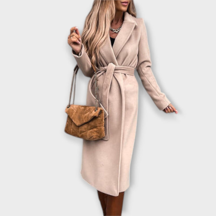 Eliza – Abrigo largo elegante con cinturón de estilo