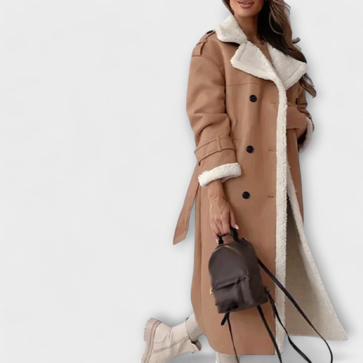 Maria – abrigo clásico largo con forro elegante y cuello refinado