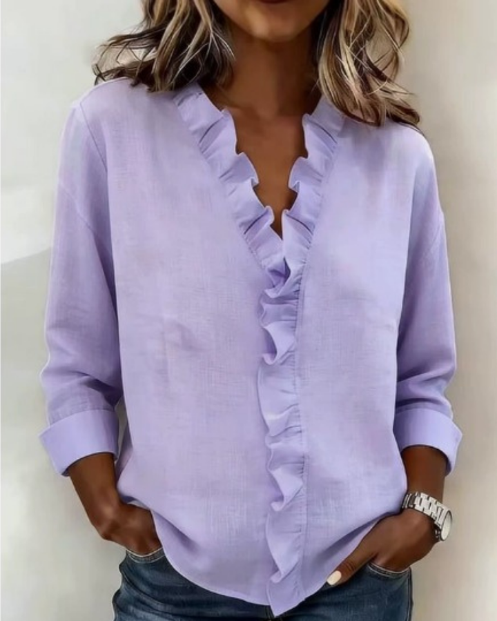 Susana – Blusa de volantes con escote en V
