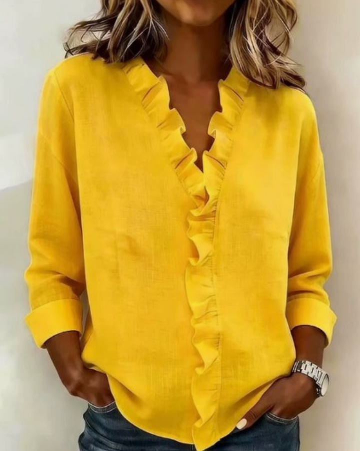 Susana – Blusa de volantes con escote en V