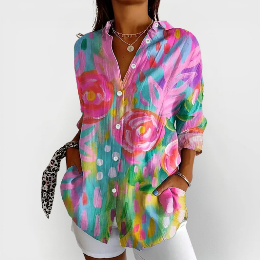 Sadie – Blusa estampada de colores vibrantes