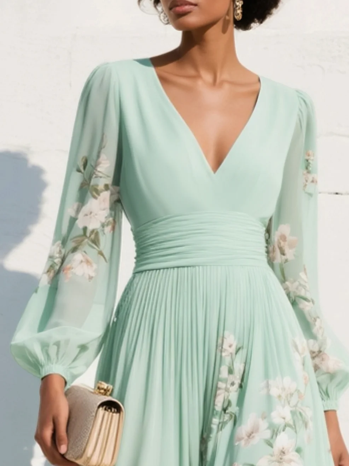 Celeste – Vestido midi floral de manga larga