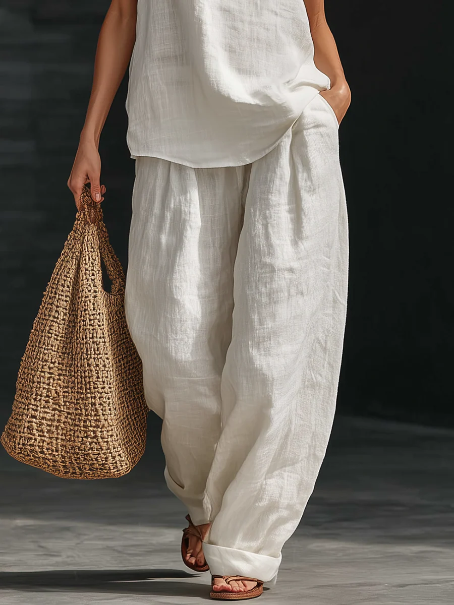 Zoé – Conjunto elegante sin mangas con pantalón de pierna ancha
