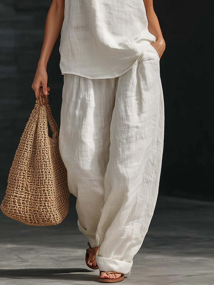 Zoé – Conjunto elegante sin mangas con pantalón de pierna ancha