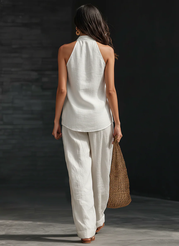 Zoé – Conjunto elegante sin mangas con pantalón de pierna ancha