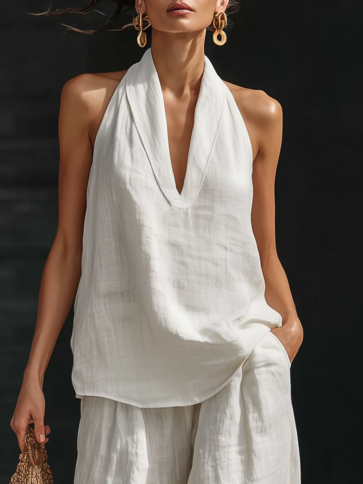 Zoé – Conjunto elegante sin mangas con pantalón de pierna ancha
