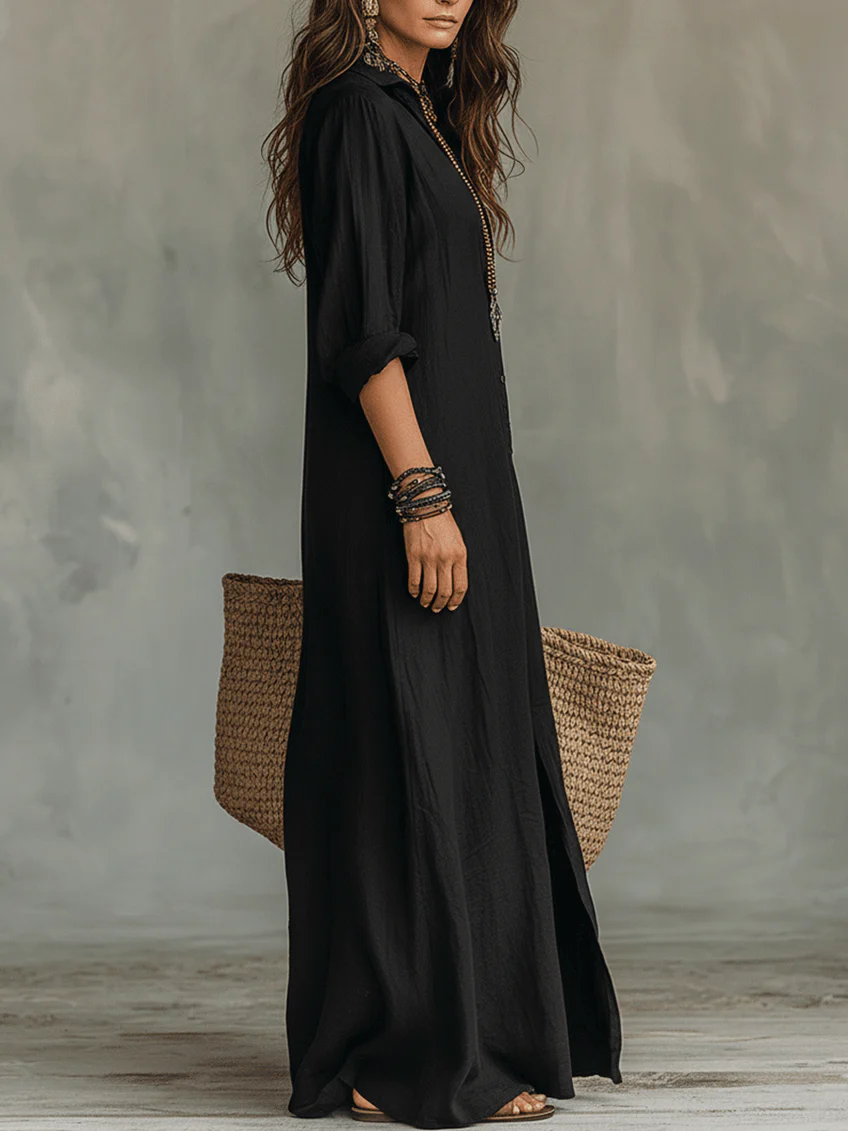 Mireia – Vestido maxi con cuello estructurado
